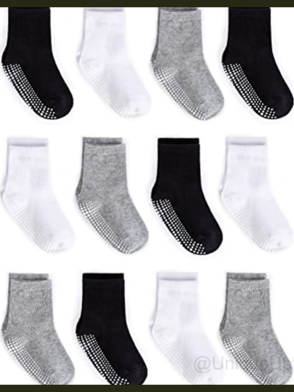 12 Pairs Baby Non Slip Grip Crew Socks Anti Skid Soles Infants Toddlers Kids